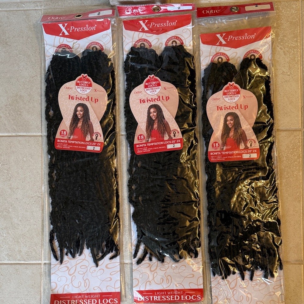 X-pression- Distressed/Butterfly Locs - Color 2(Blk)
